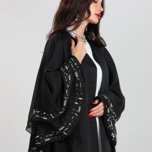E11-عبايه مناسبات بالخرز والكريستال وقصه عصريه