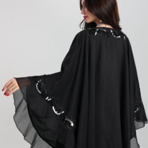 E10-عبايه مناسبات بالخرز والكرستال بقصه عصريه